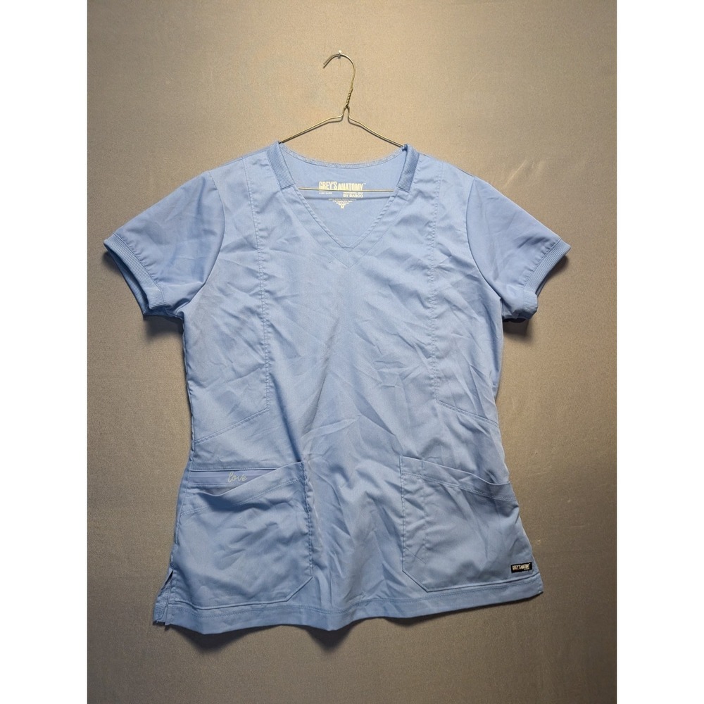 Greys Anatomy by Barco Scrub Top Womens Medium Light Blue Medical V-Neck 26734